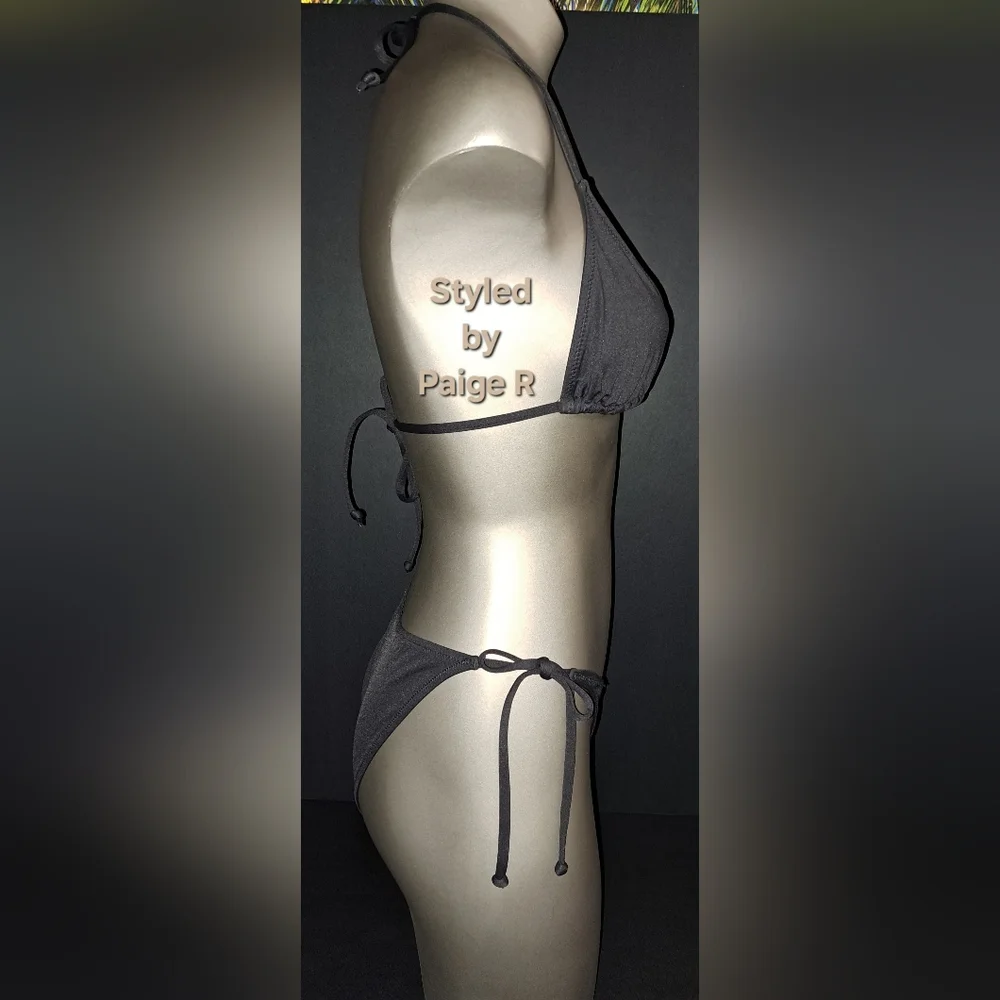 ❤️NEW SKIMS Triangle Top Dipped Tie Bottoms Bikini Swimsuit Swim Suit Set ONYX M